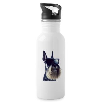 Miniature Schnauzer - Trinkflasche mit integriertem Trinkhalm - Weiß - Rechts