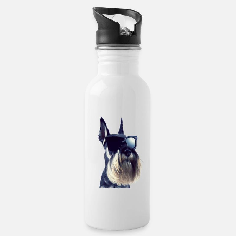 Miniature Schnauzer - Gourde avec paille intégrée - blanc