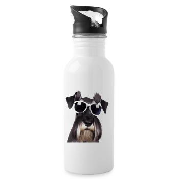 Miniature Schnauzer - Trinkflasche mit integriertem Trinkhalm - Weiß - Rechts