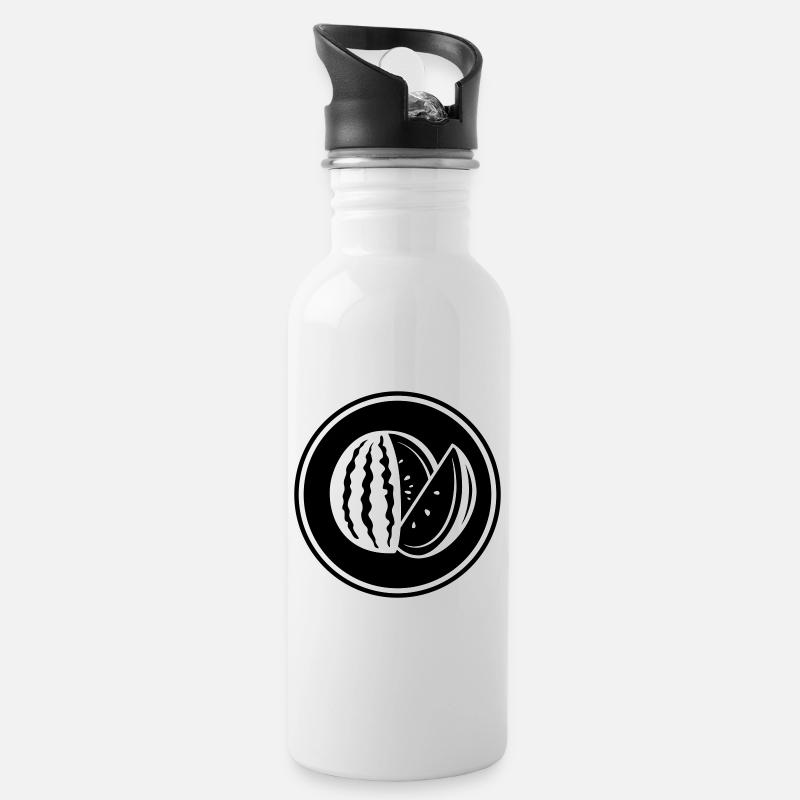 Melone Frucht - Trinkflasche mit integriertem Trinkhalm - Weiß