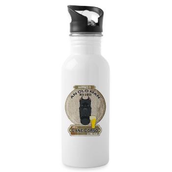 Cane Corso Dad Beer Lover - Trinkflasche mit integriertem Trinkhalm - Weiß - Rechts