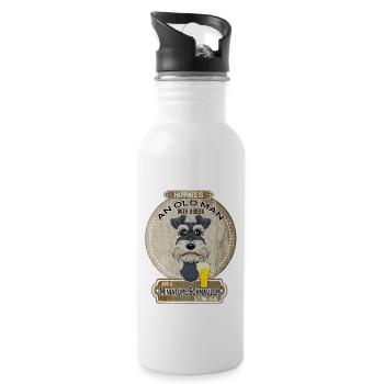 Miniature Schnauzer Dad Beer Lover - Trinkflasche mit integriertem Trinkhalm - Weiß - Rechts