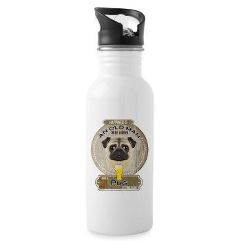 Pug Dad Beer Lover - Trinkflasche mit integriertem Trinkhalm - Weiß - Rechts