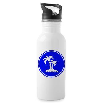 palm island symbol - Water bottle with straw - white - Right