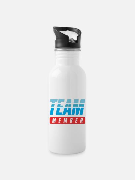 Drinking Team - Trinkflasche mit integriertem Trinkhalm - Weiß