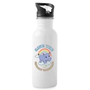 Save The Chubby Unicorns Cute Rhinoceros - Trinkflasche mit integriertem Trinkhalm - Weiß - Rechts