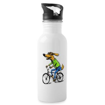 walk or ride dog bike black - Trinkflasche mit integriertem Trinkhalm - Weiß - Rechts