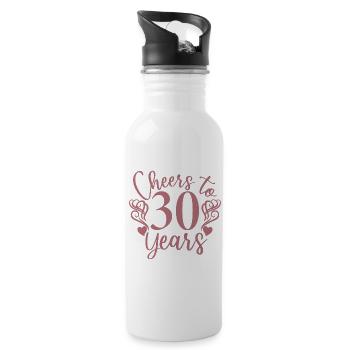 Vive les 30 ans du 30e anniversaire - Gourde avec paille intégrée - blanc - Droite