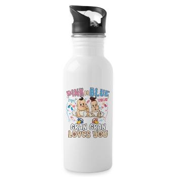 Rose ou bleu Gran Gran t’aime mieux grand-mère - Gourde avec paille intégrée - blanc - Droite