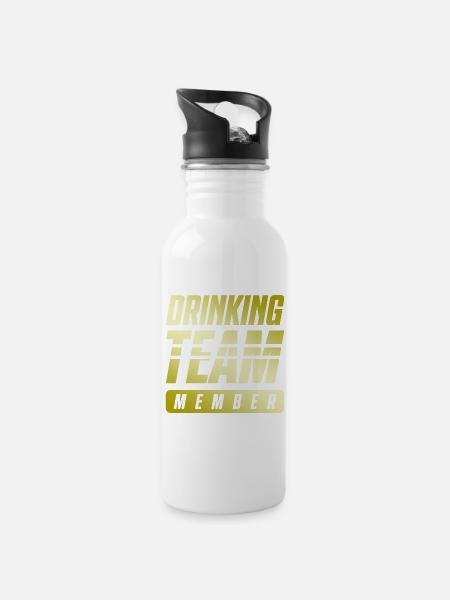 Drinking Team - Trinkflasche mit integriertem Trinkhalm - Weiß