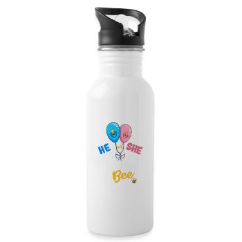 He or She Grandpapa To Bee Best Grandfather Ever - Water bottle with straw - white - Right