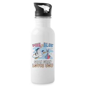 Rose ou bleu Gran Gran t’aime mieux grand-mère - Gourde avec paille intégrée - blanc - Droite
