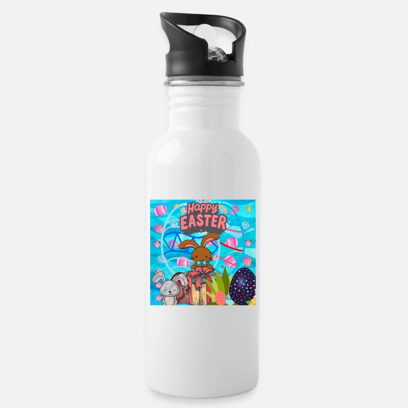 Frohe Weihnachten, Weihnachten - Trinkflasche mit integriertem Trinkhalm - Weiß