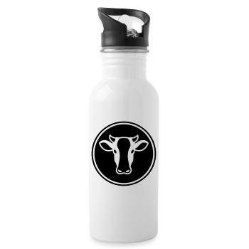 Cow Head - Water bottle with straw - white - Right