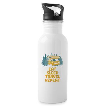 Eat Sleep Travel Repeat Funny Traveler Humor - Water bottle with straw - white - Right