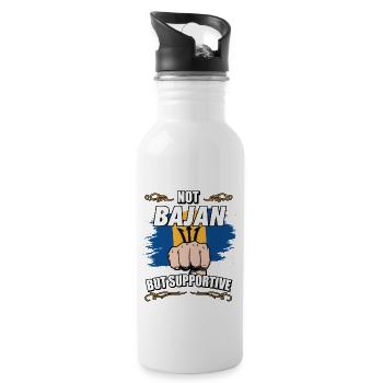 Not Bajan But Supportive Travel Tourist Bajan - Trinkflasche mit integriertem Trinkhalm - Weiß - Rechts