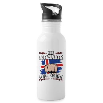 Not Icelander But Supportive Travel Tourist - Trinkflasche mit integriertem Trinkhalm - Weiß - Rechts