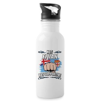 Not Fijian But Supportive Travel Tourist Fijian - Water bottle with straw - white - Right