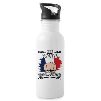 Not French But Supportive Travel Tourist French - Water bottle with straw - white - Right