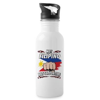 Not Filipino But Supportive Travel Tourist - Water bottle with straw - white - Right