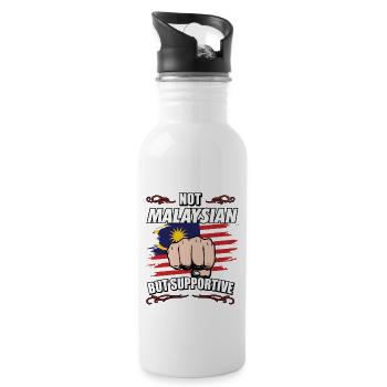 Not Malaysian But Supportive Travel Tourist - Trinkflasche mit integriertem Trinkhalm - Weiß - Rechts