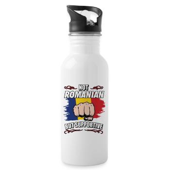 Not Romanian But Supportive Travel Tourist - Water bottle with straw - white - Right