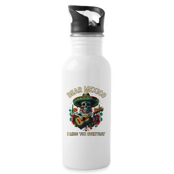 Dear Mexico I Miss You Everyday Mexicano Mexicana - Water bottle with straw - white - Right