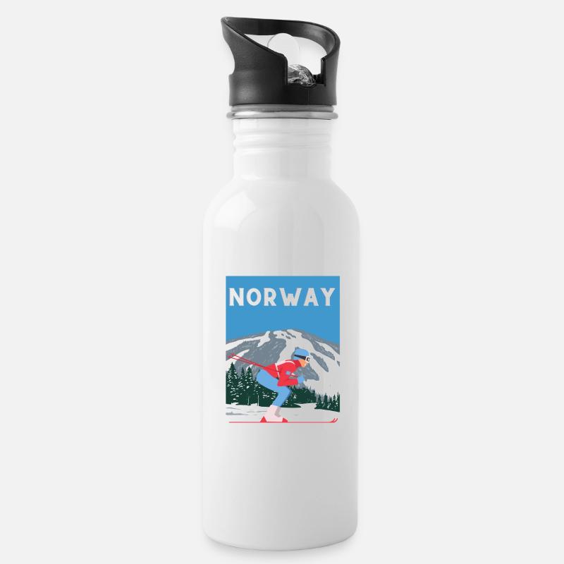 ski Norway - Gourde avec paille intégrée - blanc