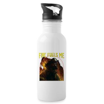 Fire Fuels Me Fire Rescue Firefighting Firefighter - Water bottle with straw - white - Right