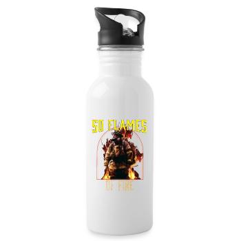 50 Flames Of Fire Fireman Firefighting Firefighter - Water bottle with straw - white - Right