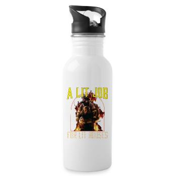 A Lit Job For Lit Houses Firefighter Firefighting - Water bottle with straw - white - Right