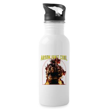 Arson Isnt Cool Firefighter Firefighting Fireman - Water bottle with straw - white - Right