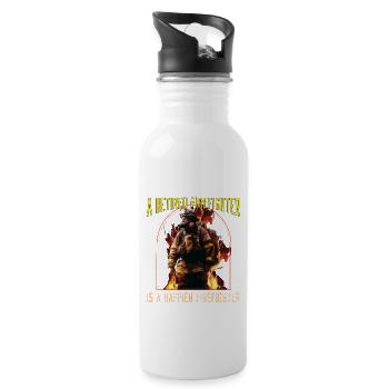 A Retired Firefighter Is A Happier Firefighter - Trinkflasche mit integriertem Trinkhalm - Weiß - Rechts