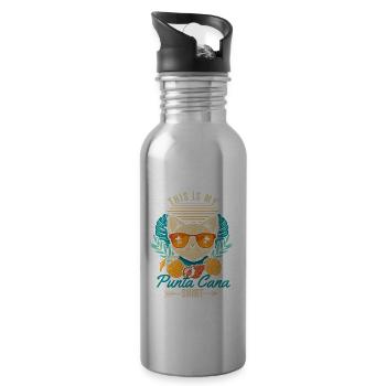 Ceci est ma Punta Cana Shirt Retro Cat Dominican - Gourde avec paille intégrée - argent clair - Droite