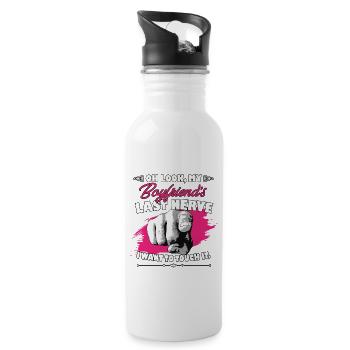 Look My Boyfriend's Last Nerve Funny Girlfriend - Trinkflasche mit integriertem Trinkhalm - Weiß - Rechts