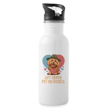 Lift Heavy Pet My Doodle Goldendoodle Dog Dad - Gourde avec paille intégrée - blanc - Droite