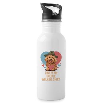 This Is My Doodle Walking Shirt Goldendoodle Dog - Water bottle with straw - white - Right