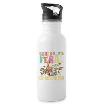 Somebody's Feral Ex-Girlfriend Opossum Mushroom - Trinkflasche mit integriertem Trinkhalm - Weiß - Rechts
