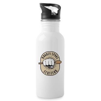 Funny Italian Parenting Wooden Spoon Survivor - Trinkflasche mit integriertem Trinkhalm - Weiß - Rechts