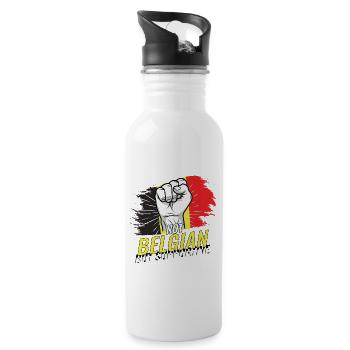 Not Belgian But Supportive Belgium Flag Country - Water bottle with straw - white - Right