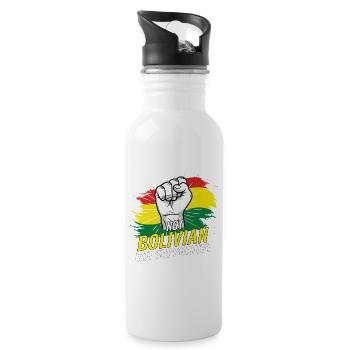 Not Bolivian But Supportive Bolivia Flag Country - Trinkflasche mit integriertem Trinkhalm - Weiß - Rechts