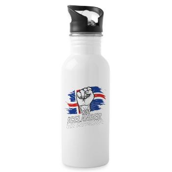 Not Icelander But Supportive Iceland Flag Country - Water bottle with straw - white - Right