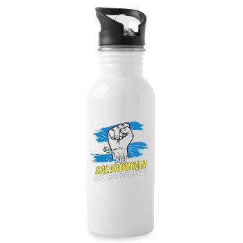 Not Salvadoran But Supportive El Salvador Flag - Water bottle with straw - white - Right