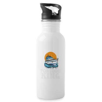 Ponton Roi Fête des pères Bateau à moteur Pontooning - Gourde avec paille intégrée - blanc - Droite