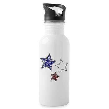 STERN. STERNE. STERN. FEST. JAHRESTAG. WEIHNACHTEN - Trinkflasche mit integriertem Trinkhalm - Weiß - Rechts