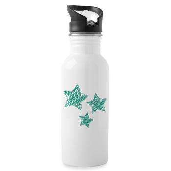 STERN. STERNE. STERN. FEST. JAHRESTAG. WEIHNACHTEN - Trinkflasche mit integriertem Trinkhalm - Weiß - Rechts