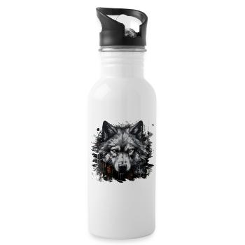 Einzelgänger. Urbaner Jäger im Graffiti-Stil. - Trinkflasche mit integriertem Trinkhalm - Weiß - Rechts