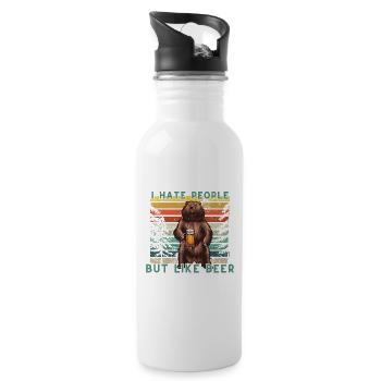 I Hate People - Trinkflasche mit integriertem Trinkhalm - Weiß - Rechts