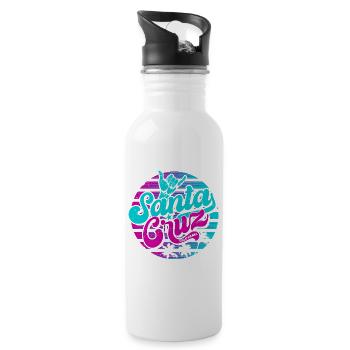 Santa Cruz Californie vintage rétro surfing ville - Gourde avec paille intégrée - blanc - Droite