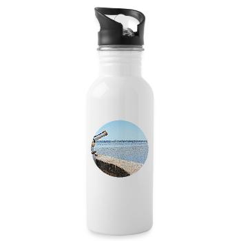 Distant ocean view - Water bottle with straw - white - Right